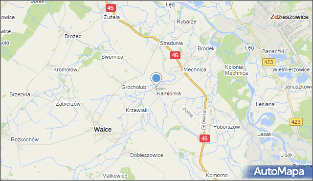 mapa Kamionka, Kamionka gmina Reńska Wieś na mapie Targeo
